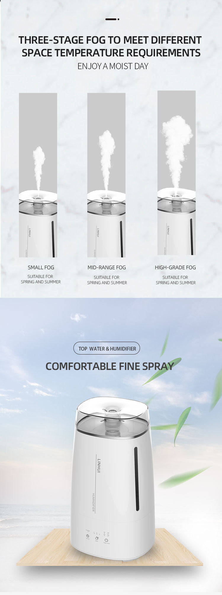 ultrasonic top filling water and cool mist air humidifier